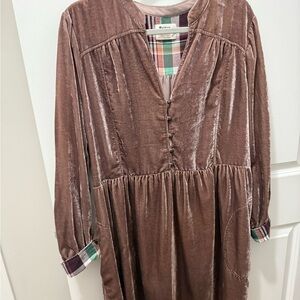 Anthropology Elegant Velvet Brown Dress Tunic Shirt mint condition XL size